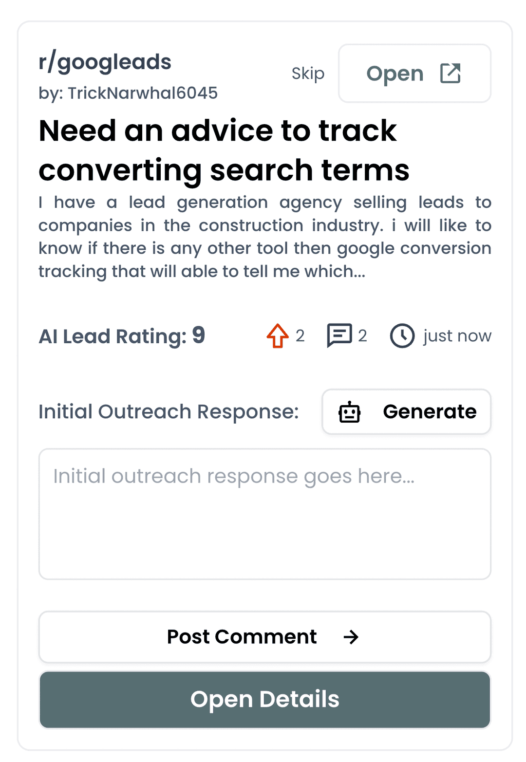 Lead Scoring Dashboard